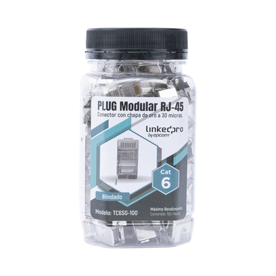 Bote Con 100 Piezas De Plug Modular Rj45 Cat6 Blindado Con Pin De Tierra, Chapado De Oro A 30 Micras Para Durabilidad Extrema