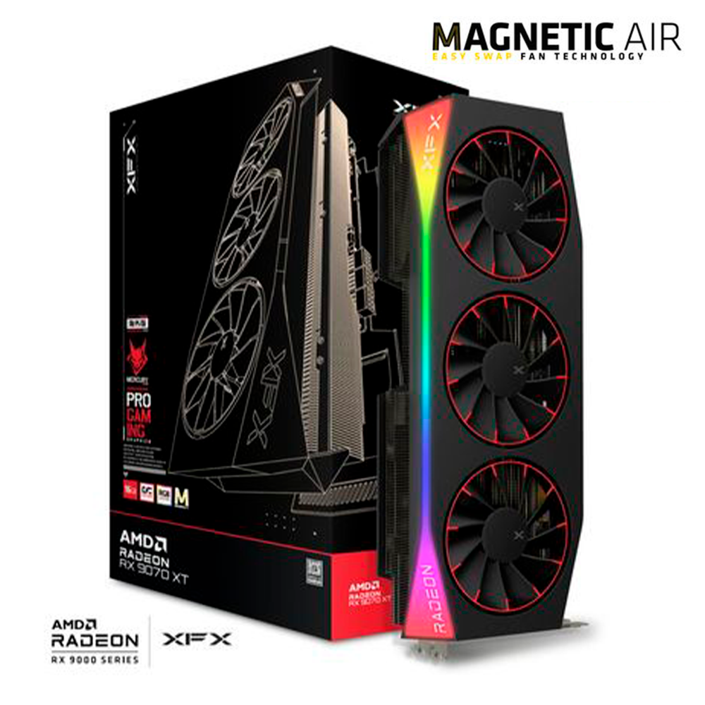 Tarjeta De Video Xfx Mercury Rx 9070 Xt Magnetic Air/ Rgb/16gb/ Gddr6/ Pcie 5.0/256 Bit/gama Alta