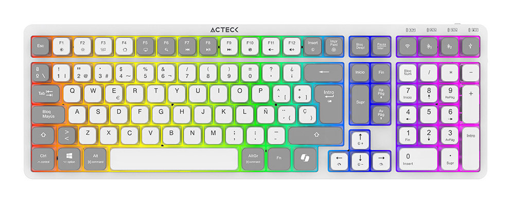 Teclado Acteck Techno Pro Ti790 / Multidispositivo Inalambrico Dual / 108 Teclas / Usb - 2 Bt- 2.4