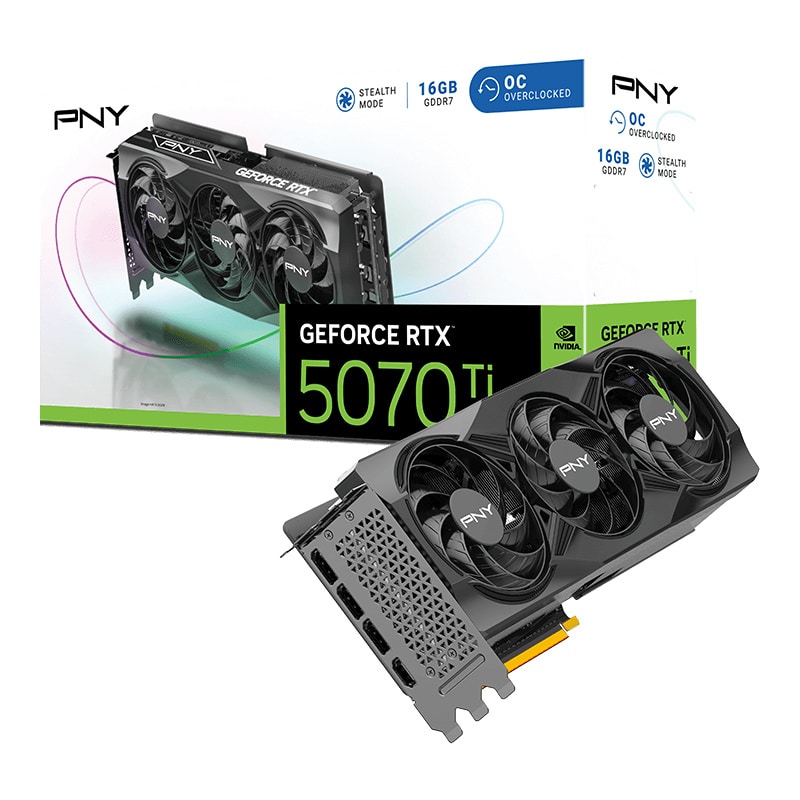 Tarjeta De Video Pny Nvidia Geforce Rtx 5070 Ti Tripl Fan Oc /16gb Gddr7 /pcie 5.0 X16 /gama