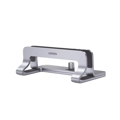 Soporte Vertical Para Laptop / Adecuado Para Escritorio / Anchura Ajustable (12-26mm) / Amplia Compatibilidad / Anti-arañazos / Anti-deslizante /ajustable Mediante Tornillos / Color Plata / Aluminio + Silicona