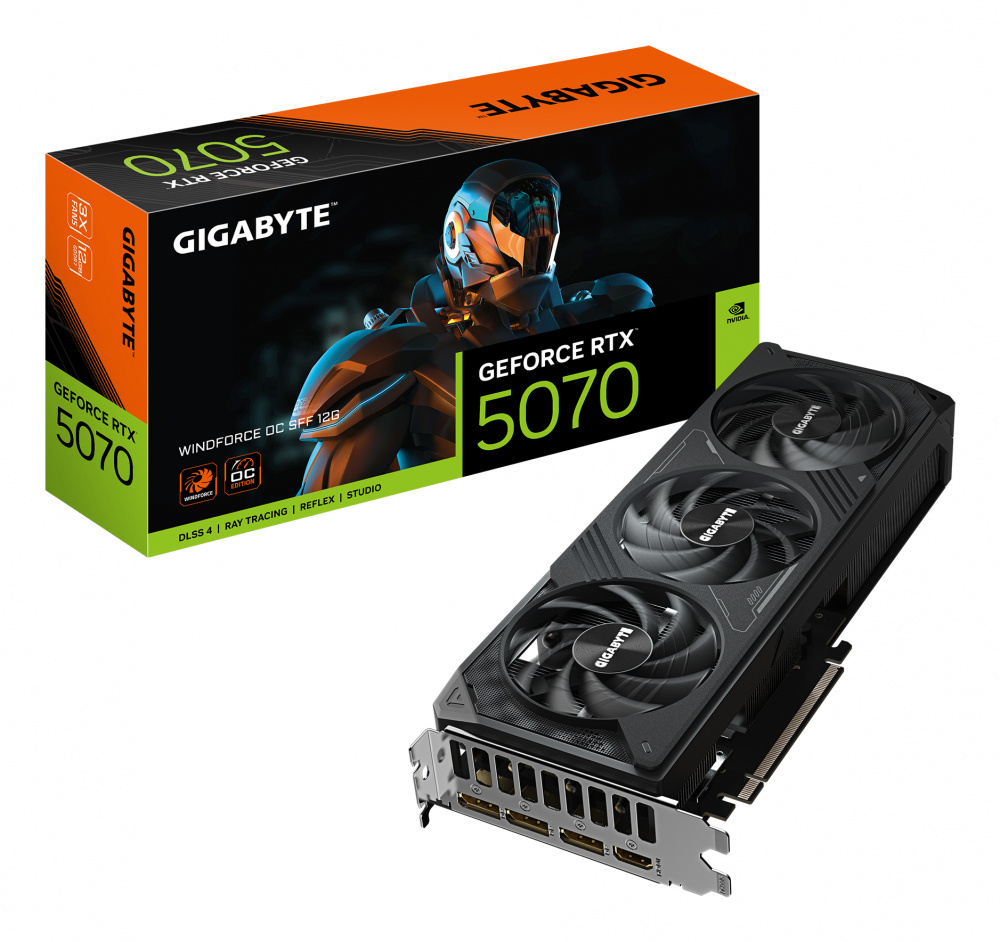 Tarjeta De Video Gigabyte RTX 5070 Windforce Gv-n5070wf3oc-12gd / Rtx 5070 / 12gb Gddr7 / Pcie 5.0 / Gaming