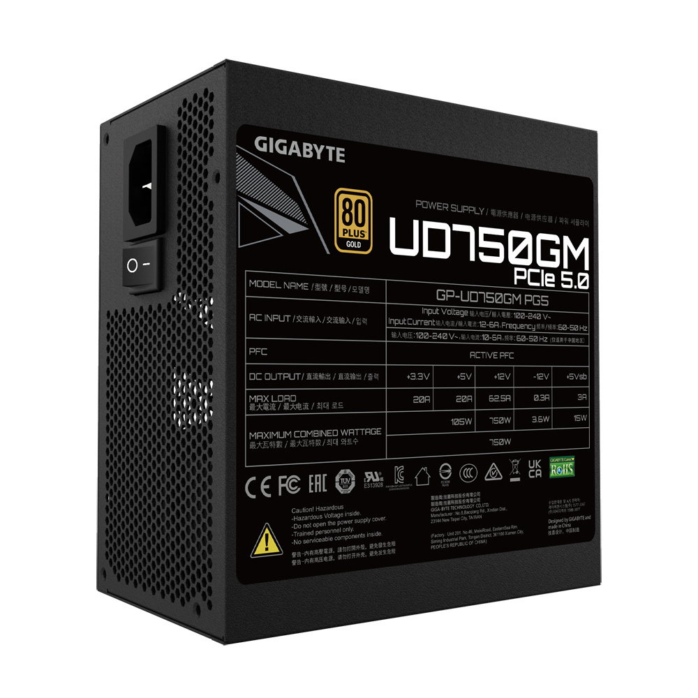 Fuente De Poder Gigabyte Gp-ud750gm Pg5  / 750w / Atx / Gold / Gama Media