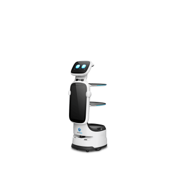 Robot De Entrega Automatizado / Área De Cobertura Máxima 200*200㎡ / Velocidad De Movimiento Ajustable 0.1~1.0 M/s / Colaboración Multi-robot Hasta 20 Robots / Batería De Ion De Litio Ternaria / Pantalla De Publicidad 18.5 Pul