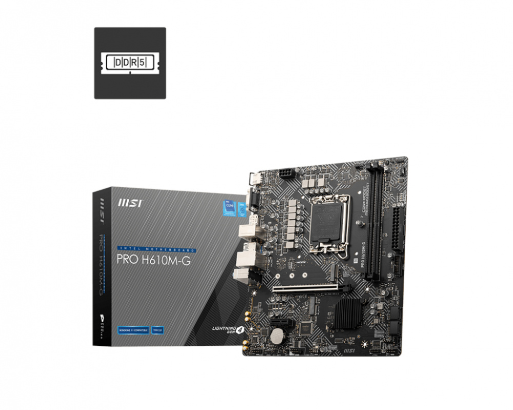 Tarjeta Madre Msi / Intel H610 / Ddr5 / X4 Usb 2.0 / X2 Usb 3.2 / Vga / Hdmi / Display Port / Lan 1