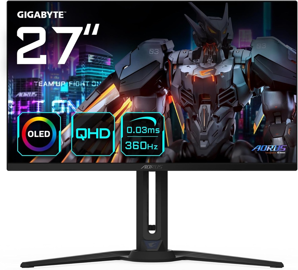 Monitor Gamer Gigabyte Aorus Fo27q3 / 27 Pulgadas / Oled / 360hz / 0.03 Ms / Hdmi 2.1 / Dp 1.4 /