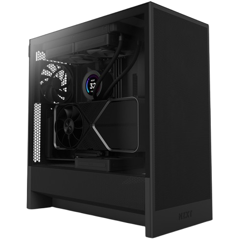 Gabinete Nzxt H5 Flow Negro Vidrio Templado 2 Ventiladores F120q Atx Mid Tower Usb Tipo C Gamer