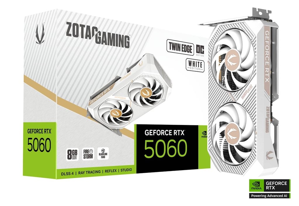 Tarjeta de Video Zotac Geforce Rtx 5060 Twin Edge Oc White Edition 8gb Gddr7 128bits