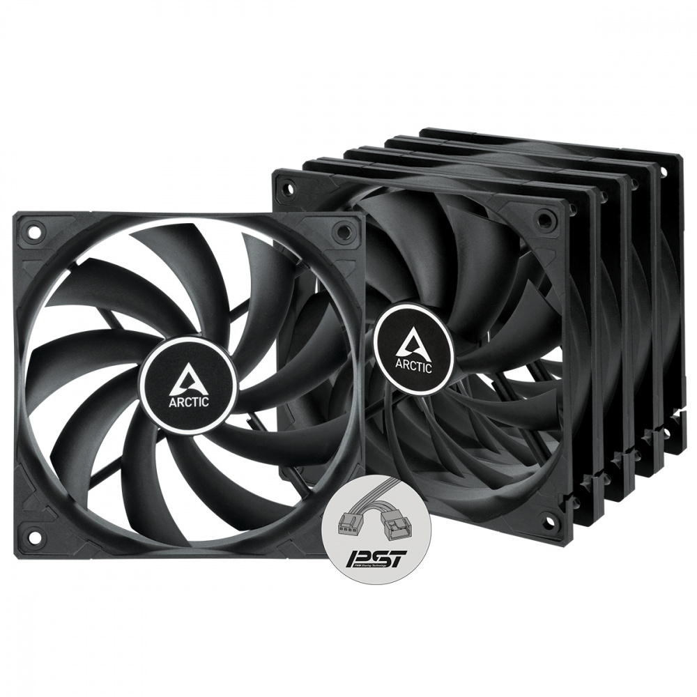 ARCTIC VENTILADOR F12 PWM PST (BLACK) - 5 PACK