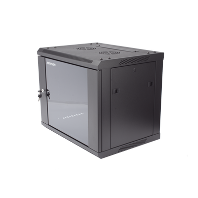 Gabinete Para Montaje En Pared - Piso / Puerta De Cristal Templado / Cuerpo Fijo / 9 Unidades De Rack / 19" / Fabricado En Acero