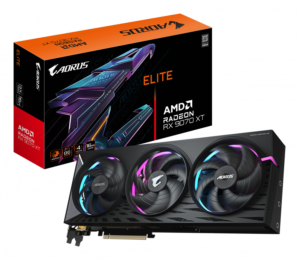 Tarjeta De Video Gigabyte Gv-r9070xtaorus E-16gd / Radeon Rx 9070 Xt / 16 Gb Gddr6 / Pcie 5.0 /