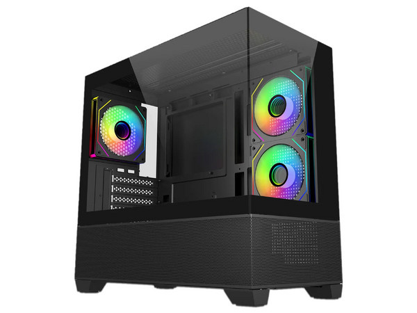 Gabinete Cooler Master Elite 490, Argb Fan 3 / Negro / Mini Torre / Itx / Micro-atx / 2 Panel De