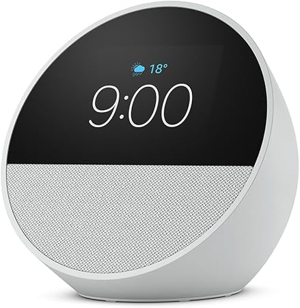 Bocina Amazon Echo Spot (2024 Release) Smart Alarm Clock With Vibrant Sound &amp; Alexa Glacier White