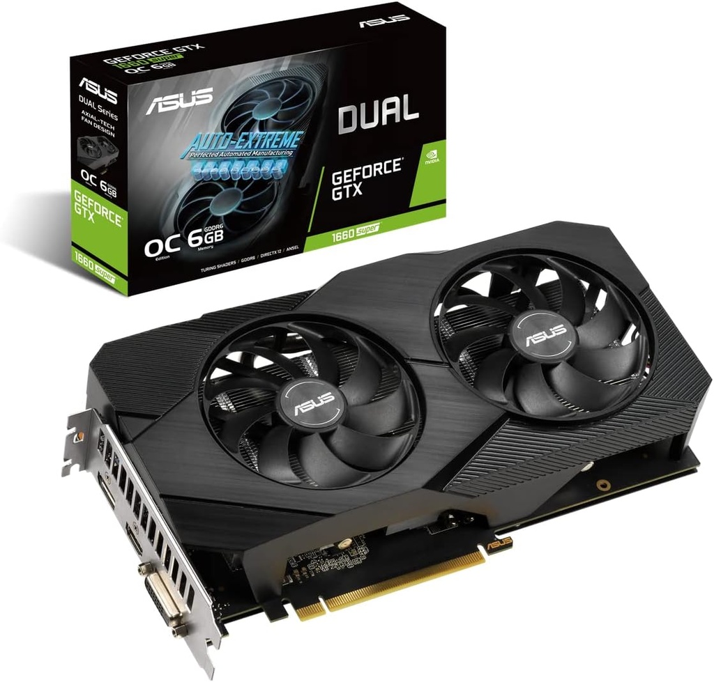 Tarjeta de Video Asus nvidia geforce gtx 1660 super dual gtx1660s-o6g-evo-6gb-gddr5max dimerswap