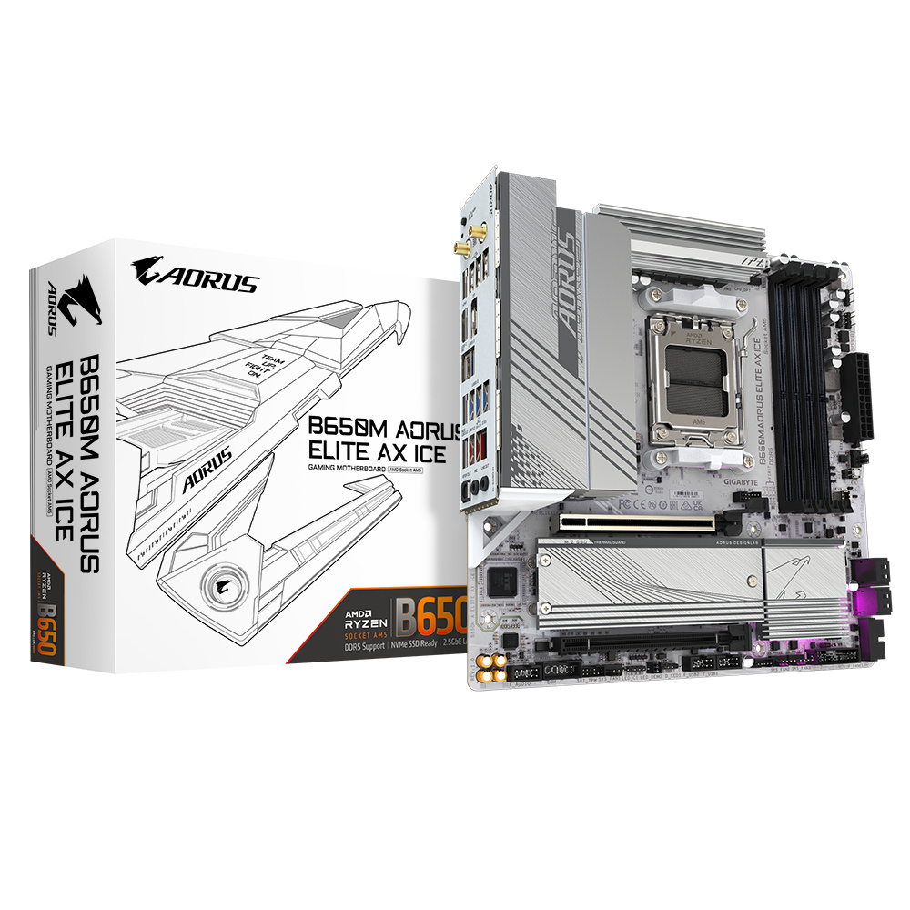 MB GIGABYTE B650M AORUS ELITE MATX AM5 256GB 4DDR5 1HDMI 1DP 5USB3.2 WIFI6E B650M A ELITE AX ICE