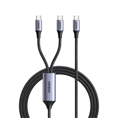 Cable Usb-c A Y (usb-c &amp; Usb-c) | 1.5 Metros | Carga Rápida De Hasta 100w | Pd3.0 | Qc4.0/3.0/2.0 | Fpc | Afc | Protección Integrada| Caja De Aluminio | Nylon Trenzado | Amplia Compatibilidad | Color Negro.