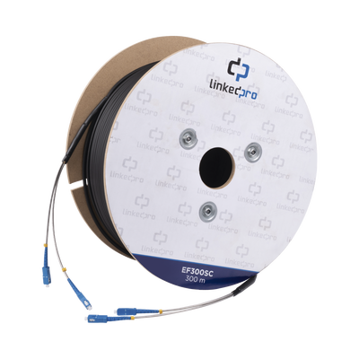 Carrete De Fibra Óptica Monomodo Con Conectores Sc-sc Duplex, Reforzada Con Kevlar, De 300 Metros (984.25 Pies), Para Instalaciones Subterráneas Por Tubería
