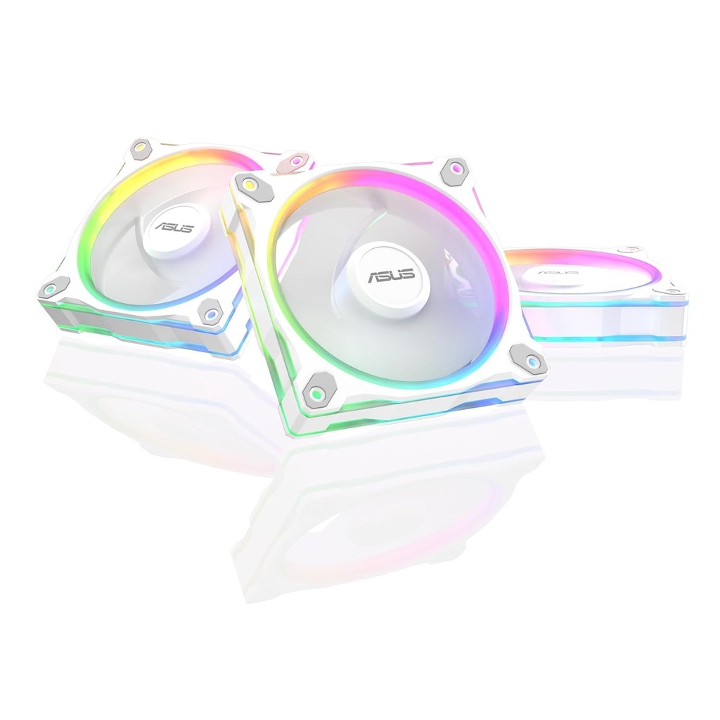 VENTILADORES ASUS PRIME MR120 ARGB FAN TRIPLE WHITE 1600RPM 120x120 PRIME MR120 FAN ARGB WHITE 3IN1