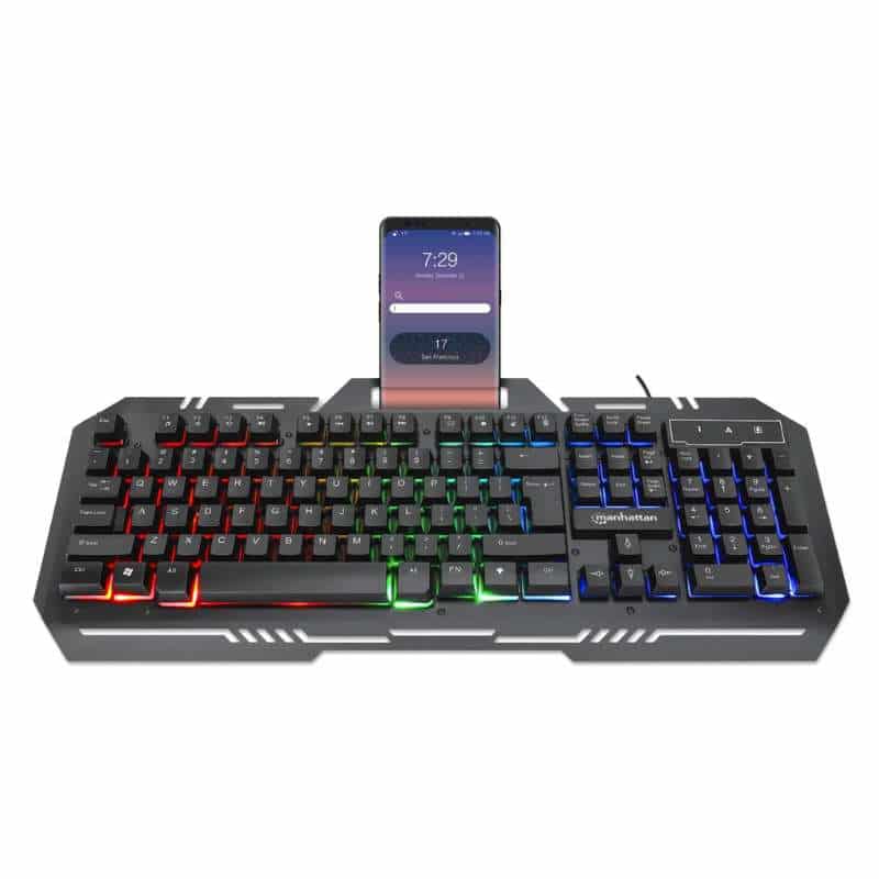 Teclado Gaming Manhattan Porta Celular Metalico (180610)