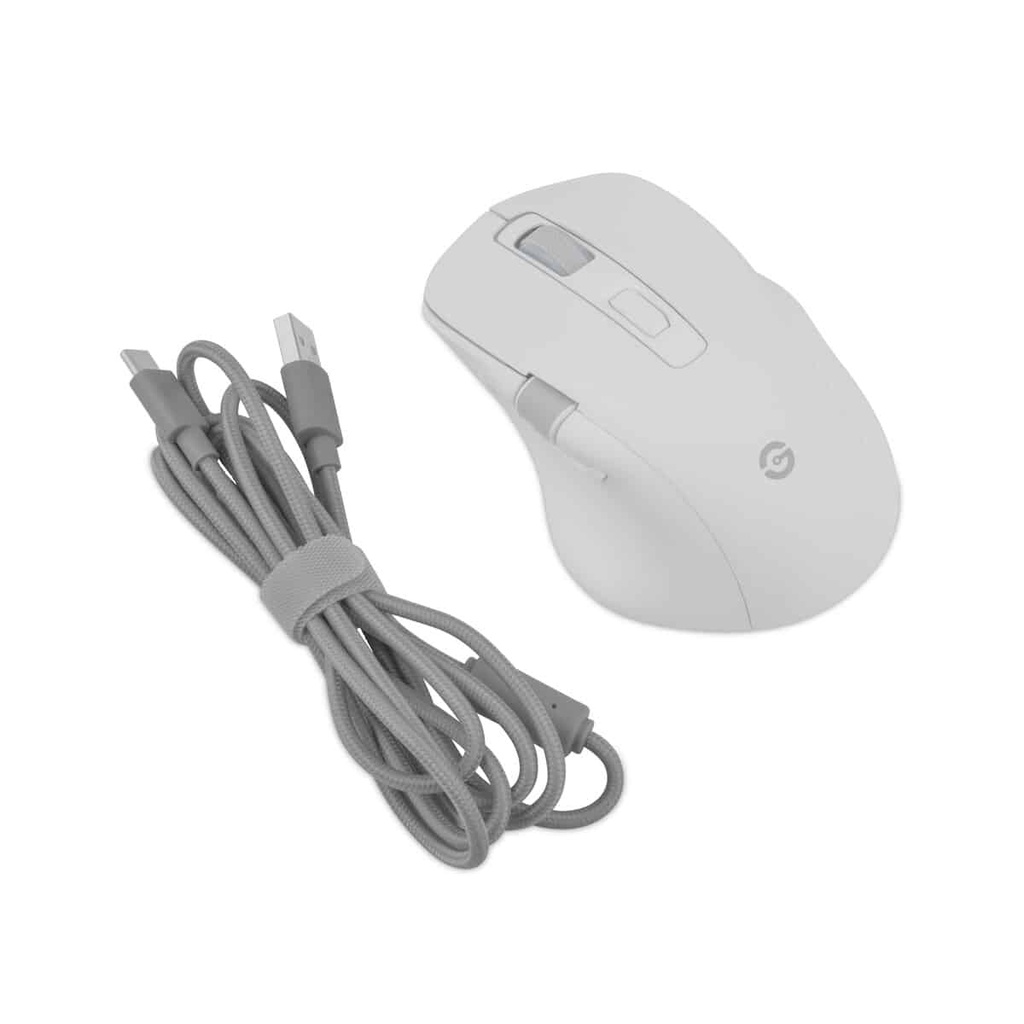 Mouse Gamer Getttech Inalambrico/cableado Blanco Rgb 6400 Dpi Ergonomico 1000hz 7 Botones (ggm-rgbtr-01-wh)