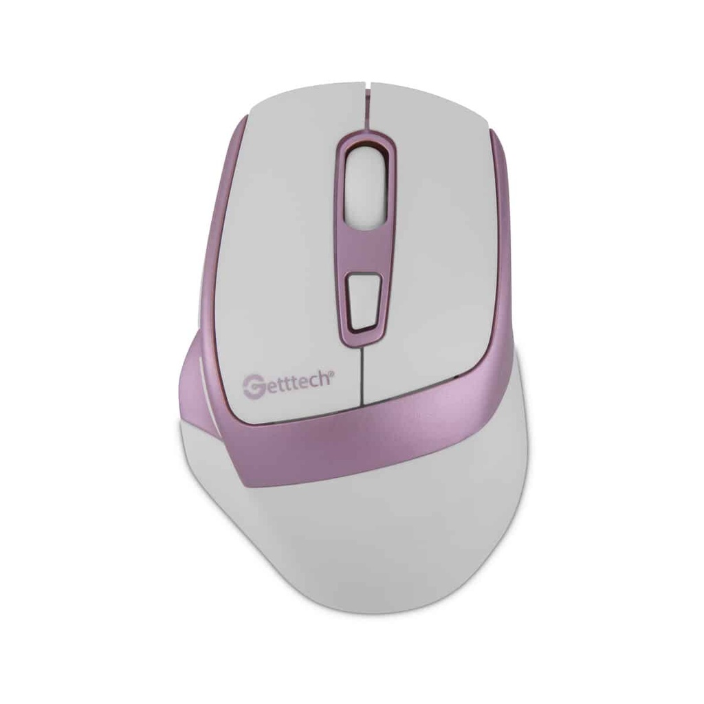 Mouse Getttech Inalambrico Silencioso Ergonomico Blanco Y Rosa  6 Botones 1600 Dpi 2.4g+bt Ggm-stdbw-01-pk