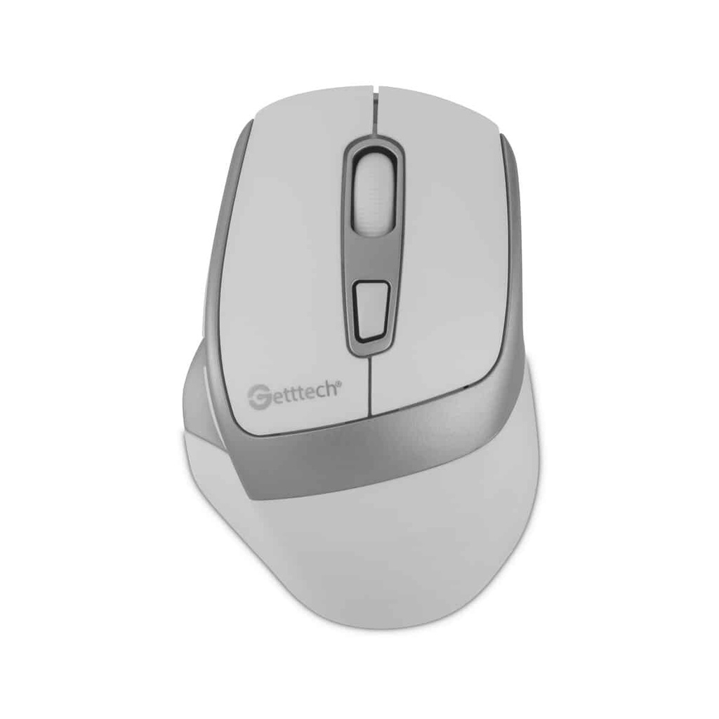 Mouse Getttech Inalambrico Ergonomico Blanco Modo Triple 2.4g+bt+cableado 6400 Dpi Rgb Ggm-stdbw-01-wh