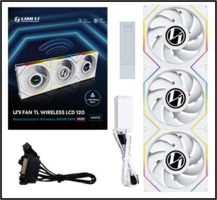 Kit 3 Ventiladores Lian Li Unifan Tl White Aspas Invertidas Wireless Lcd 120mm