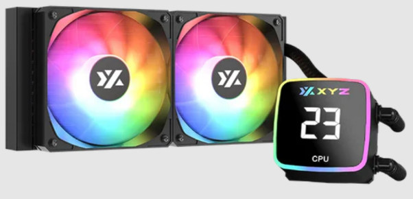 Enfriamiento Liquido Xyz Aquapulse Aio 240mm Aspas Argb 2500rpm Pantalla Digital Black