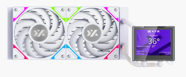 Enfriamiento Liquido Xyz Hydroview Aio 240mm Argb 2500rpm Pantalla Digital White