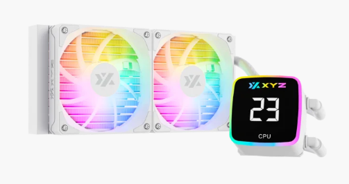 Enfriamiento Liquido  Xyz Aquapulse Aio 240mm Aspas Argb 2500rpm Pantalla Digital White