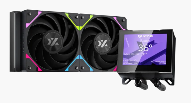 Enfriamiento Liquido Xyz Hydroview Aio 240mm Argb 2500rpm Pantalla Digital Black
