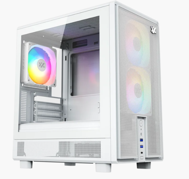 Gabinete  Xyz Atom 2 Vent *120mm Argb Crist Temp/ Malla Atx White