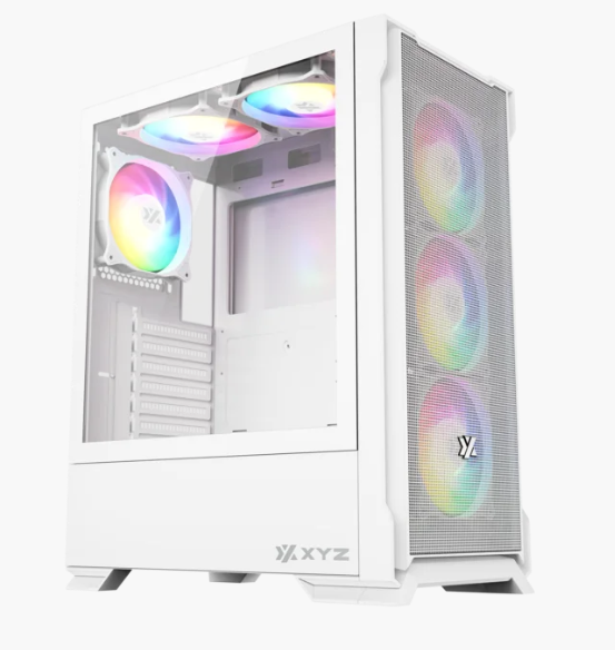 Gabinete Xyz Airone 300-x Mesh 6 Vent *120mm Argb Crist Temp/ Malla Atx White