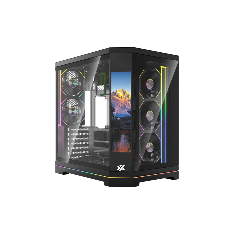 Gabinete Xyz Neutron X Pro 5 Vent 120mm, Pantalla Frontal, Crist Temp/ Malla Atx Black