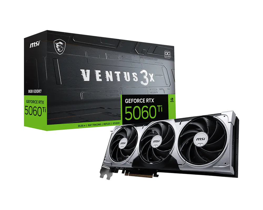 Tarjeta De Video Msi 8gb Geforce Rtx 5060 Ti Ventus 3xfan Gddr7 Dlss4 Oc 1xhdmi 3xdp