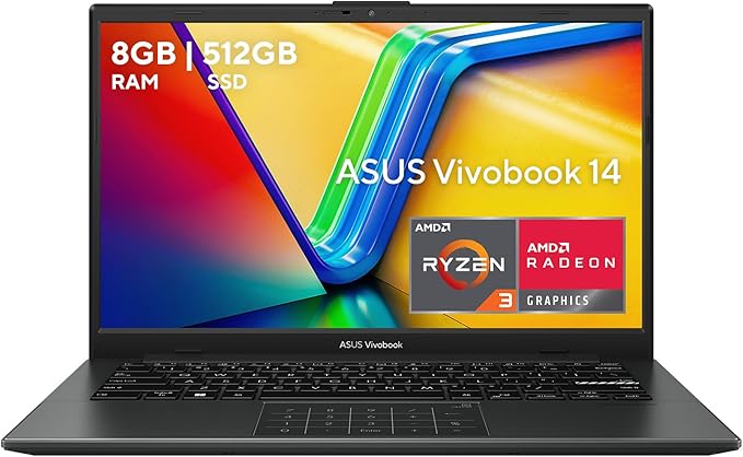 ASUS Laptop Vivobook Go 14/14" FHD/AMD Ryzen 3 7320U/8GB RAM/512GB SSD/Numberpad/Teclado en Español dimerswap