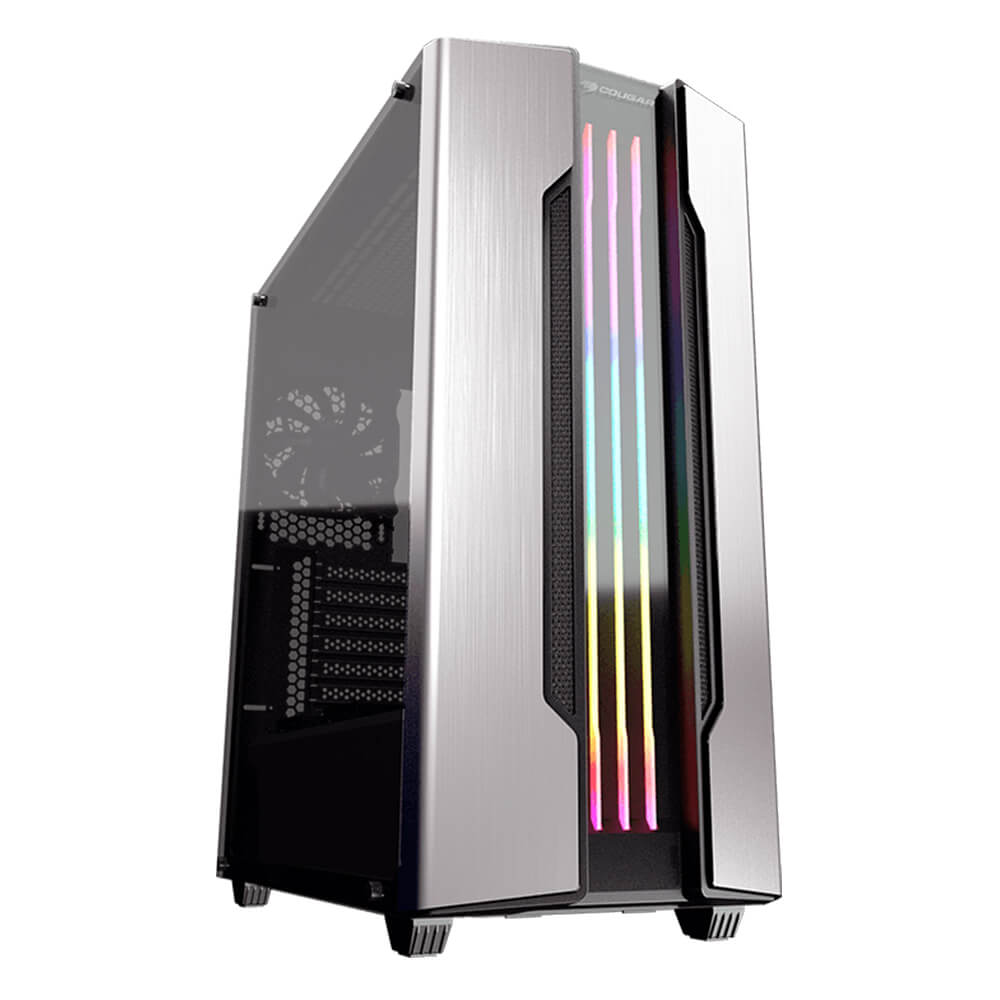 GABINETE COUGAR GEMINI S SILVER RGB CRSITAL TEMPLADO
