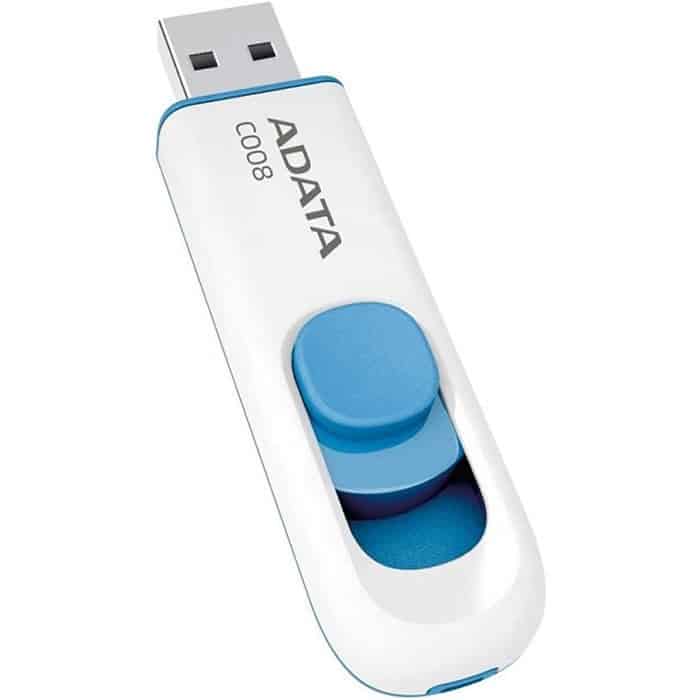 Memoria                                                                                     Flash Adata C008 16gb Usb 2.0 Blanco/azul (ac008-16g-rwe)