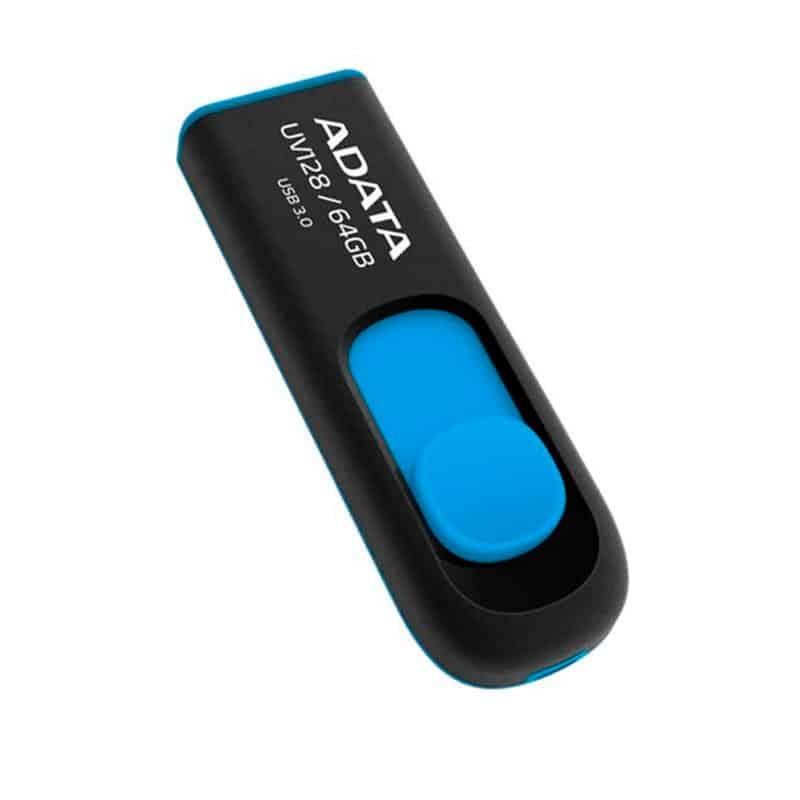 Memoria  Flash Adata Uv128 64gb Usb 3.0 Negro/azul (auv128-64g-rbe)