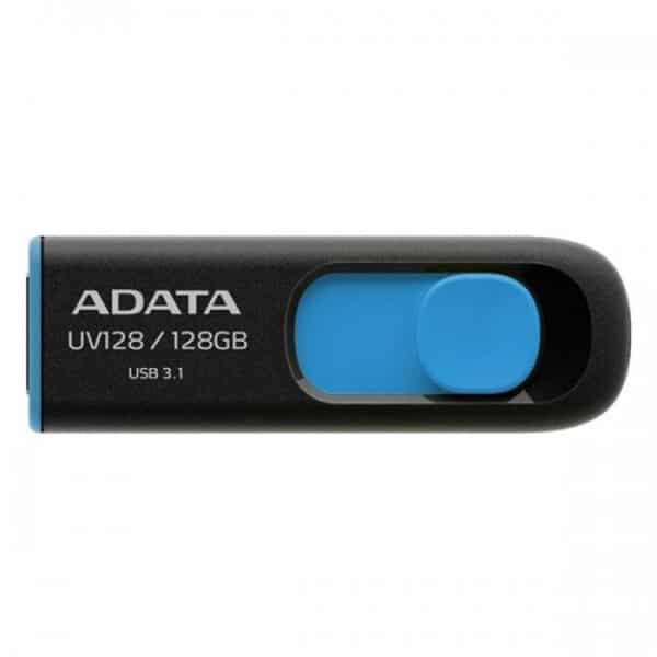 Memoria  Flash Adata Uv128 128gb Usb 3.0 Negro/azul (auv128-128g-rbe)