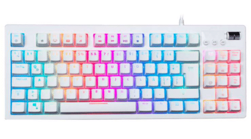 TECLADO PARA GAMING VSG QUASAR RGB SWITCH AZUL OUTEMU VG-K387-WHT-RED, USB BLANCO