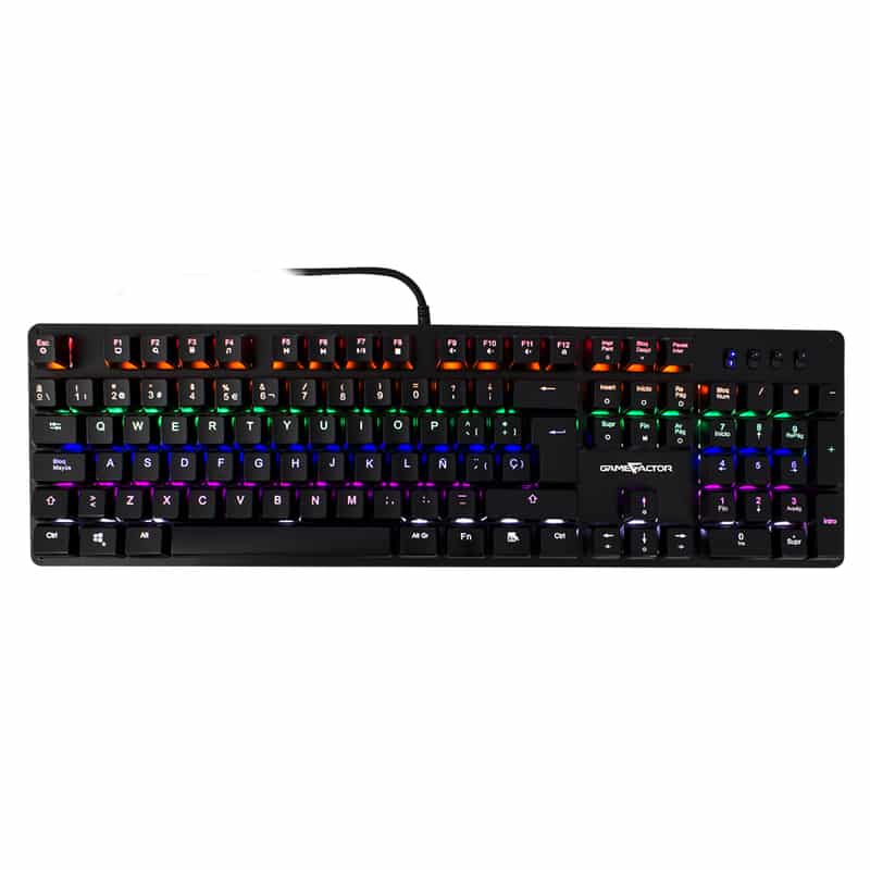 Teclado Mecanico Game Factor Rainbow, Swt Blue, Usb, Negro Kbg400-bl