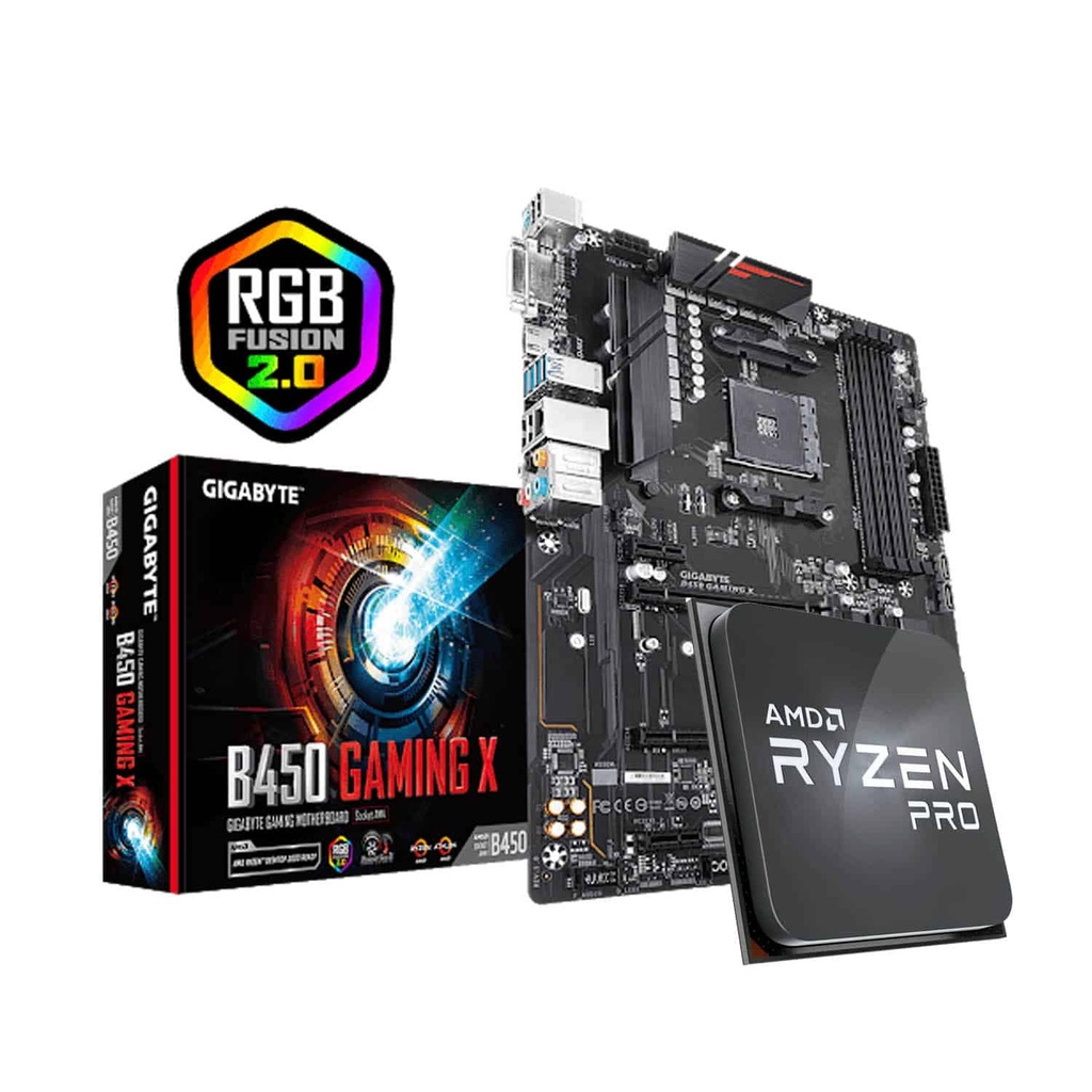 SET PROCESADOR AMD RYZEN 5 4650G 3.7GHZ 6 CORES + TARJETA MADRE GIGABYTE B450 GAMING X AM4 RYZEN