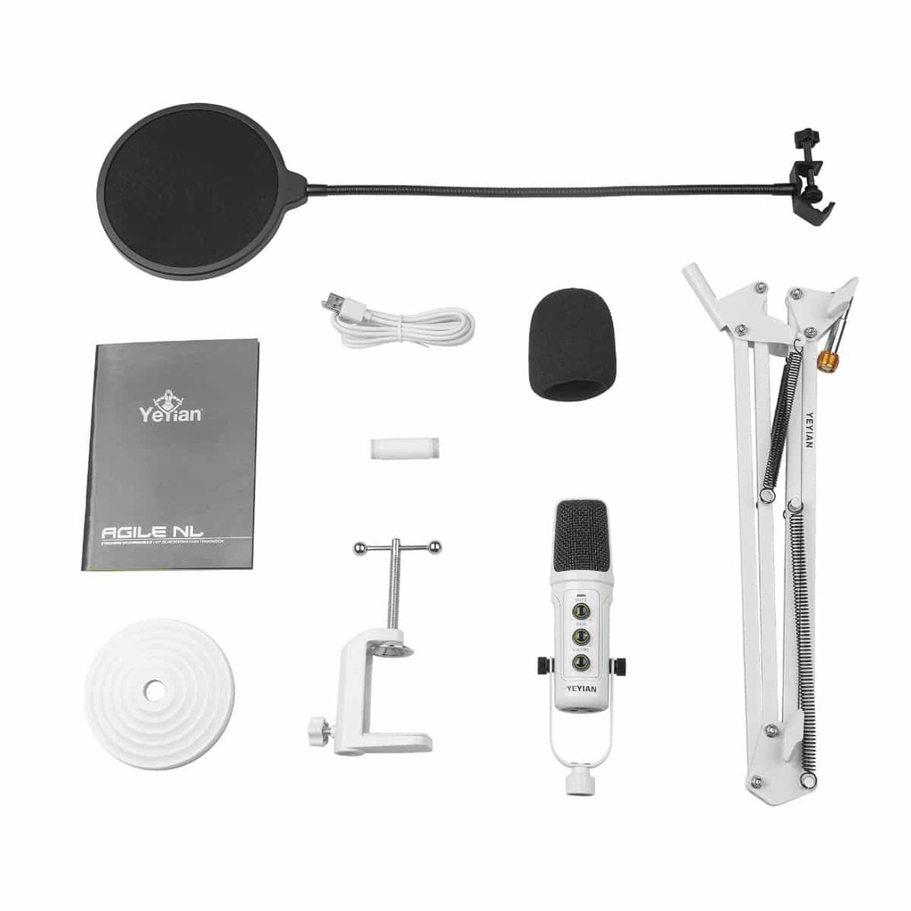 Kit  Microfono Condensador Usb Yeyian Ysa-uchq-02 Agile Nl Blanco