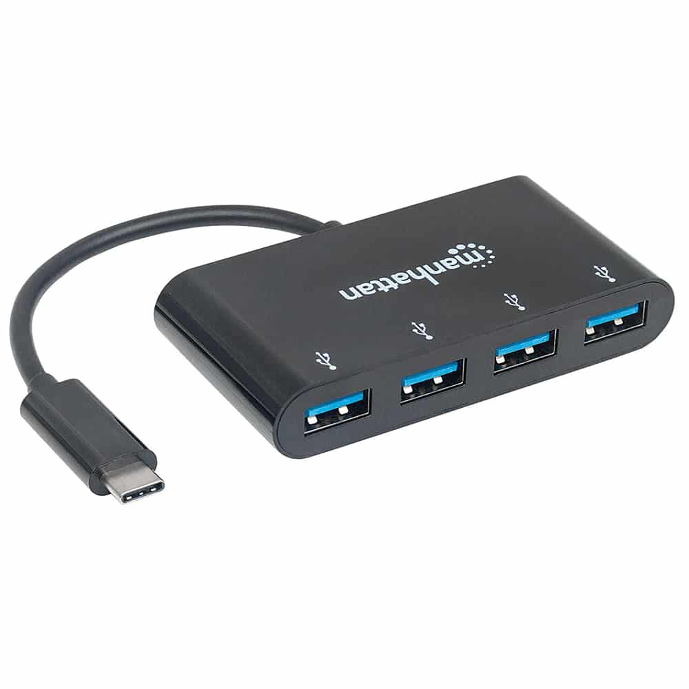 Hub  Usb C Manhattan A 4 Ptos V3.1 Negro 162746