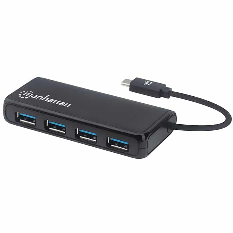 Hub  Manhattan Usb-c Macho 3.2 Gen1 A 4 Puertos Hembra Usb-a 164924
