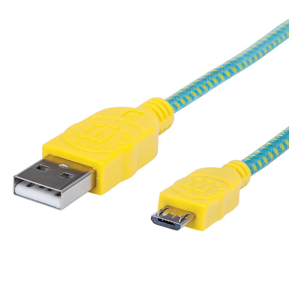 Cable  Manhattan Usb V2.0 A-micro B 1.0m Textil Turquesa/amari 352710