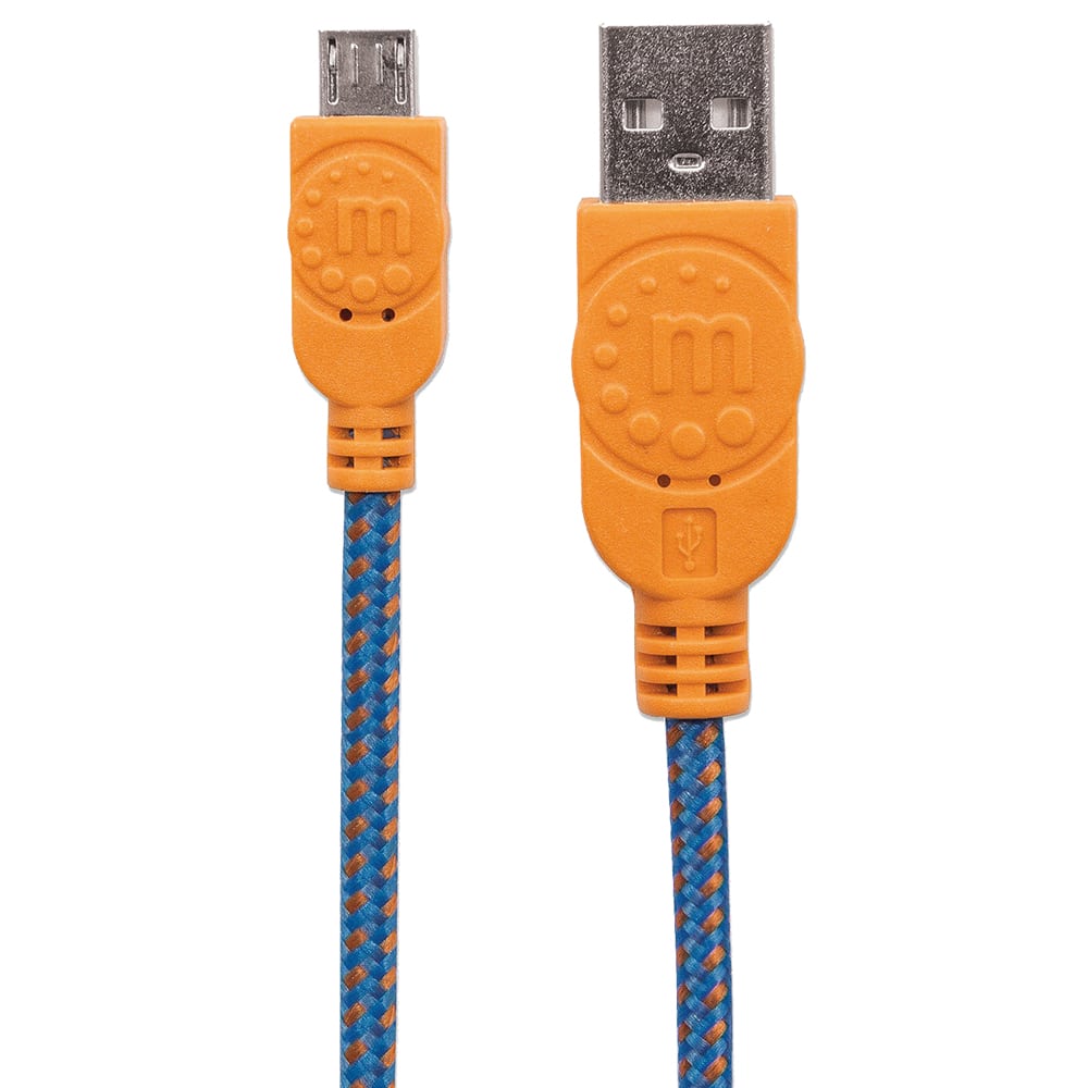 Cable  Manhattan Usb V2 A-micro B 1.0m Textil Naranja/azul Bolsa 352734