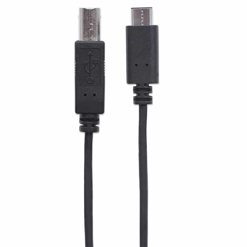 Cable  Usb-c Manhattan V2.0 C-b M-m 2.0mts Negro 3.0a 480mbps 354950