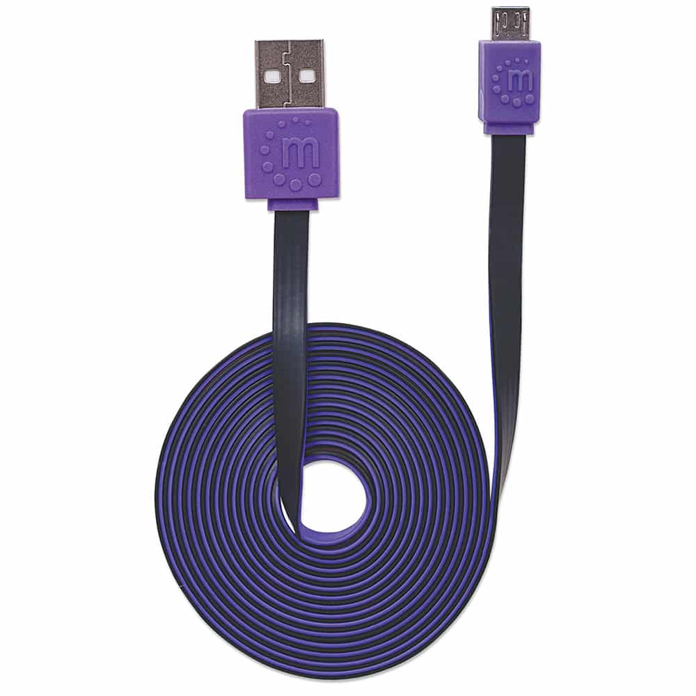 CABLE USB MANHATTAN V2.0 A-MICRO B 1.0M PLANO NEGRO/MORADO 391368